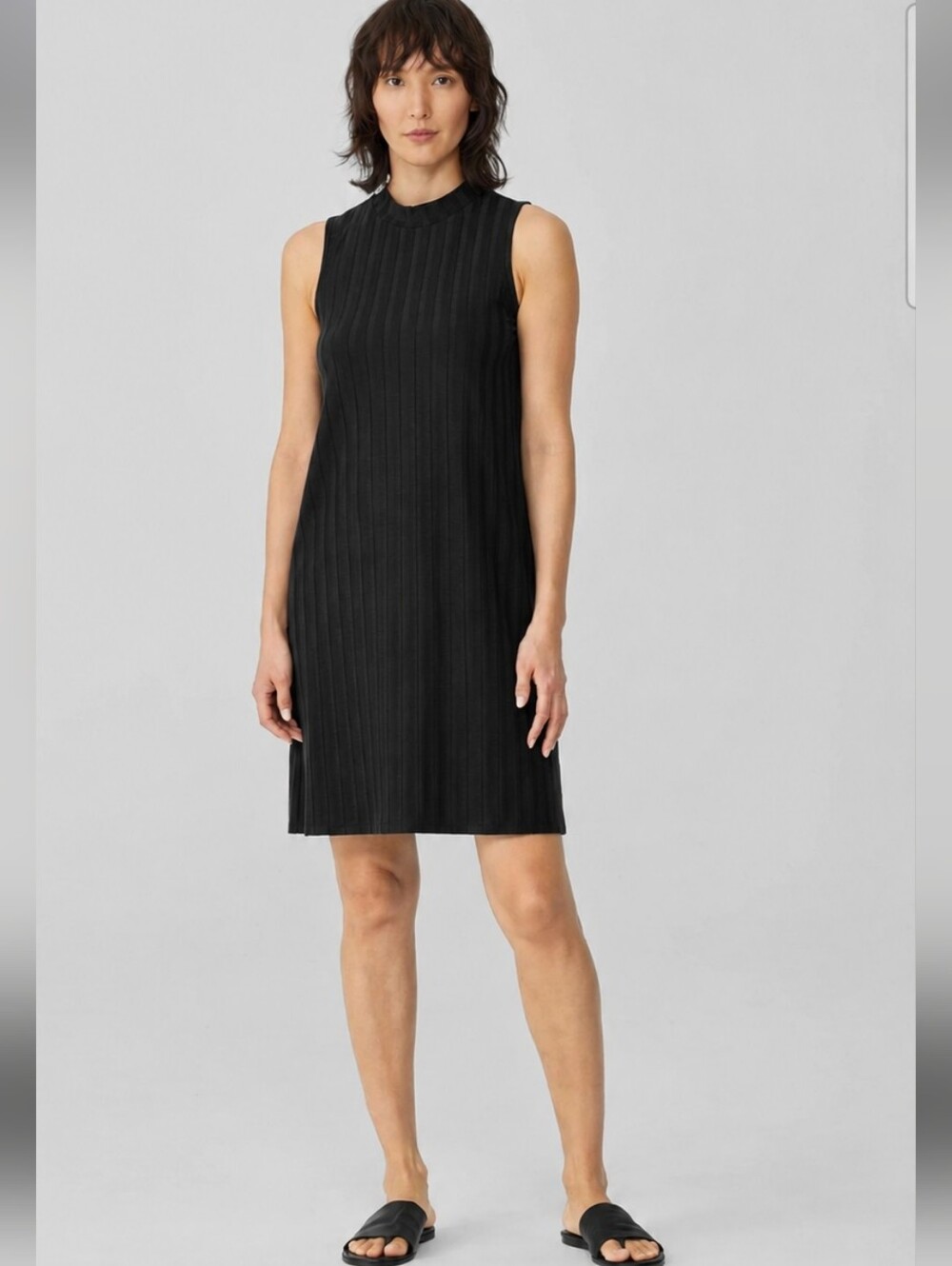 Eileen Fisher Wide Ribbed Tencel Dress Size Large - Picture 2 of 6